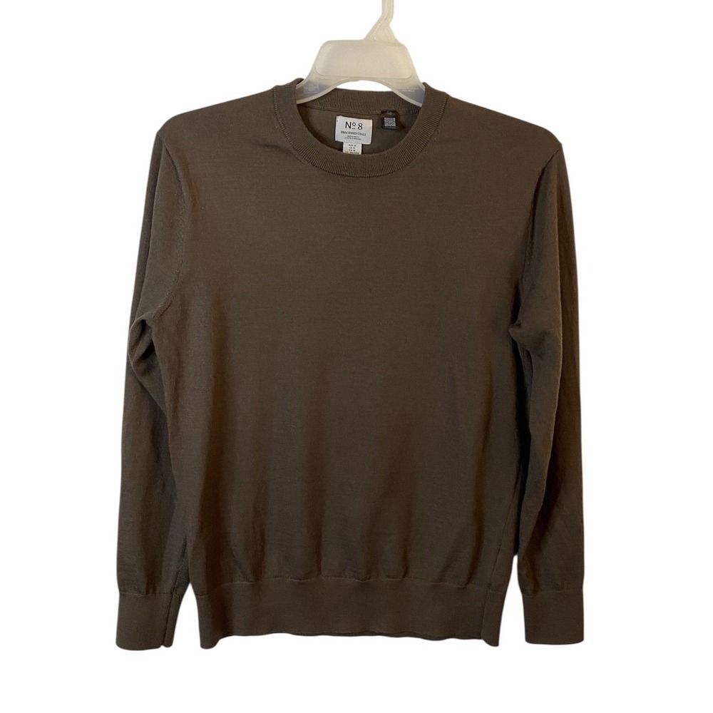 H&M Essentials No. 8 Mens Brown Merino Wool Blend Crew Neck Sweater Size M